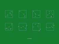 A grid of light blue constellations on a green field, rendered in a simple style, dashed lines connecting squares. Bellow the caption — in constellation.